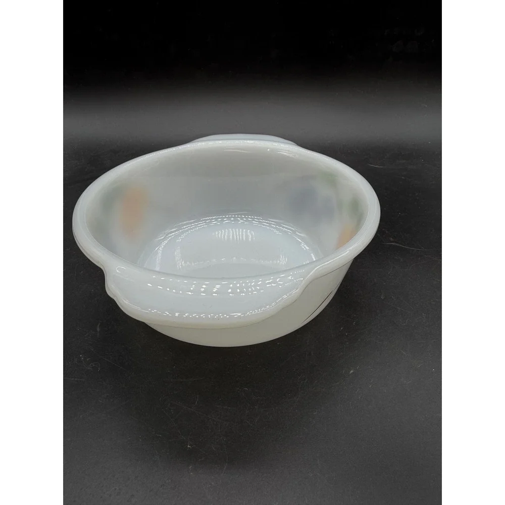 Vintage Anchor Hocking Fire-King Fruit Milk Glass Casserole Dish‎ Bowl